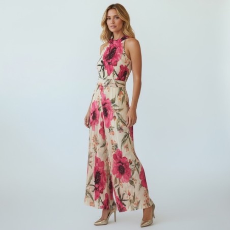 Combinison pantalon plissé imprime floral