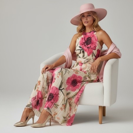 Combinison pantalon plissé imprime floral