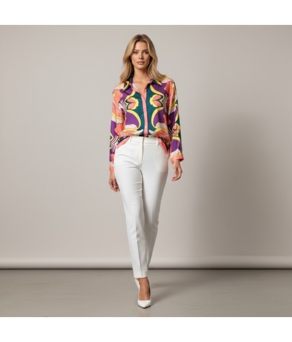 chemise femme, chemise imprimé floral, chemise colorée, blouse femme chic, haut printemps été, chemise fluide, mode féminine, ch