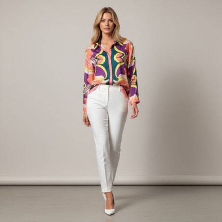 chemise femme, chemise imprimé floral, chemise colorée, blouse femme chic, haut printemps été, chemise fluide, mode féminine, ch