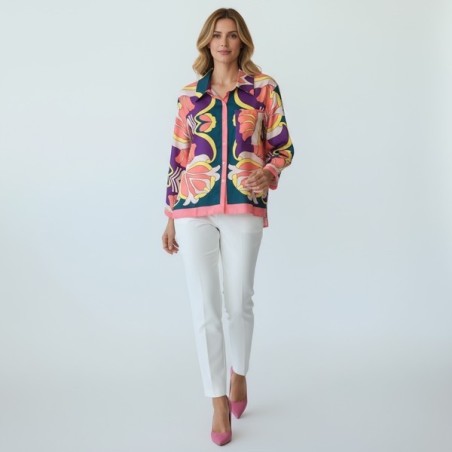 chemise femme, chemise imprimé floral, chemise colorée, blouse femme chic, haut printemps été, chemise fluide, mode féminine, ch