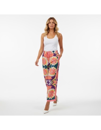 pantalon fluide femme, pantalon imprimé floral, pantalon coloré été, pantalon bohème chic, pantalon à fleurs, pantalon léger fem