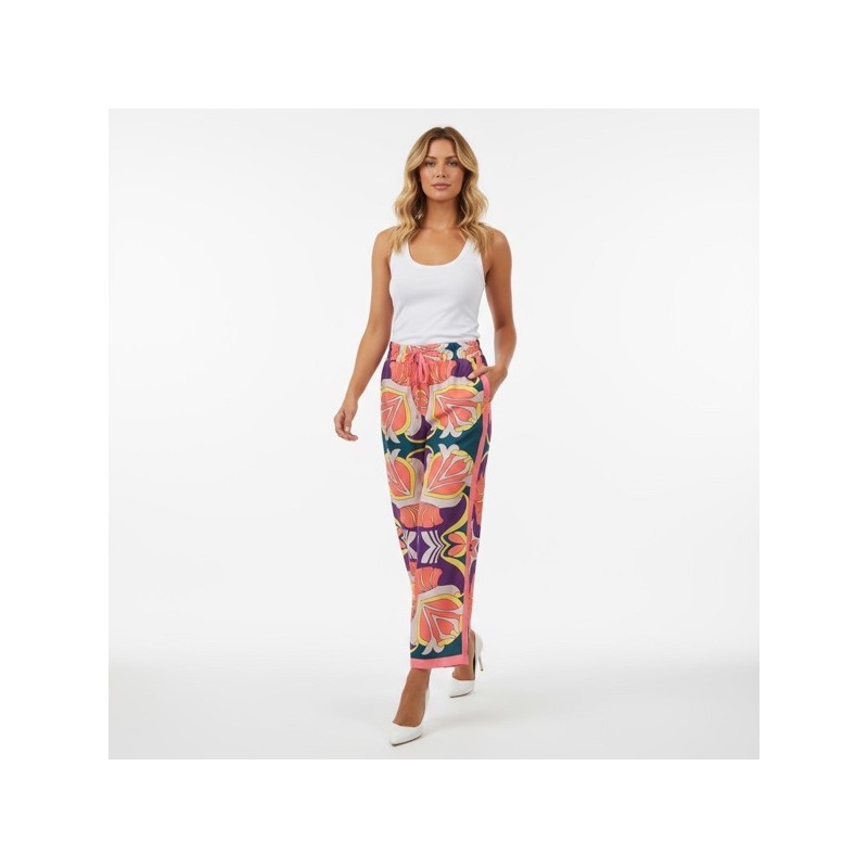 Pantalon fluide femme imprimé floral multicolore