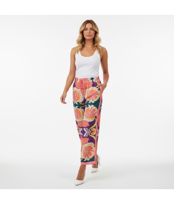 pantalon fluide femme, pantalon imprimé floral, pantalon coloré été, pantalon bohème chic, pantalon à fleurs, pantalon léger fem