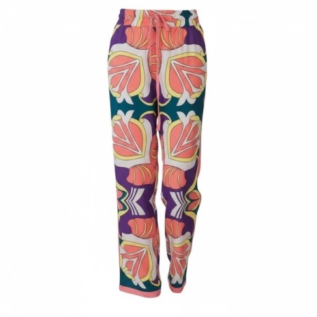 pantalon fluide femme, pantalon imprimé floral, pantalon coloré été, pantalon bohème chic, pantalon à fleurs, pantalon léger fem