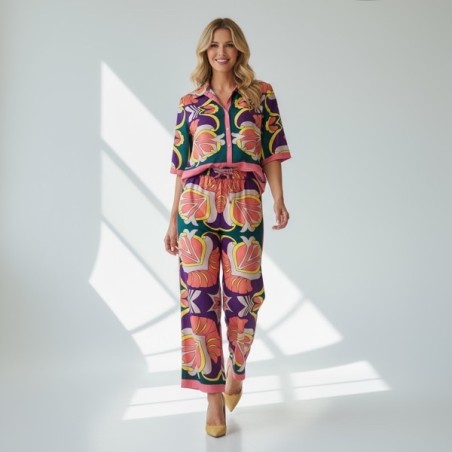 chemise femme, chemise imprimé floral, chemise colorée, blouse femme chic, haut printemps été, chemise fluide, mode féminine, ch