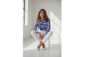 Chemisier femme imprimé bleu et blanc