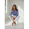 Chemisier femme imprimé bleu et blanc