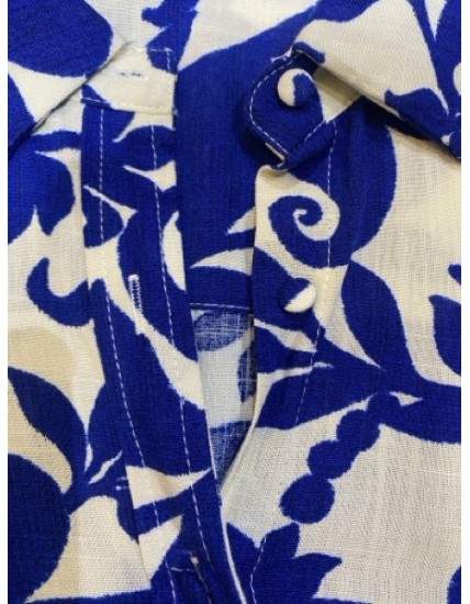 Chemisier femme imprimé bleu et blanc