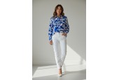 Chemisier femme imprimé bleu et blanc