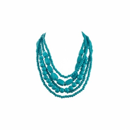 collier en bois femme, collier turquoise ethnique, collier multi-rangs bois, bijou artisanal, collier bohème chic, bijou naturel