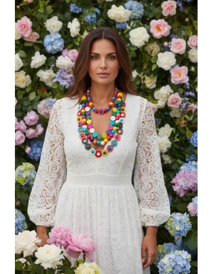 collier en bois coloré, bijou artisanal femme, collier bohème chic, collier ethnique multicolore, bijou en bois naturel, collier