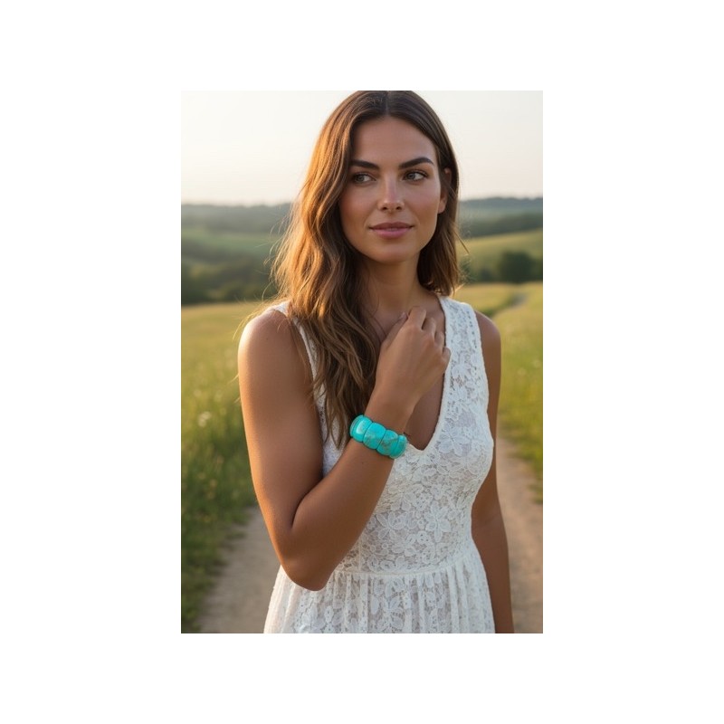 Bracelet élastique  turquoise