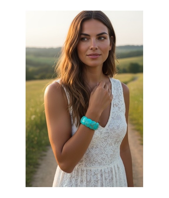 Bracelet élastique  turquoise