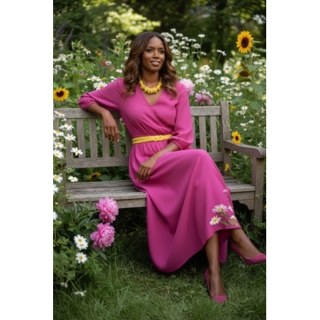 collier jaune, collier coloré femme, bijou été, collier tendance 2025, accessoire mode femme, collier perles jaune, bijou fantai