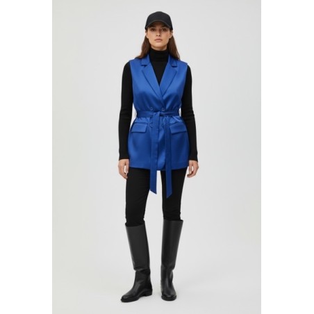 Veste sans manches satinée bleu royal