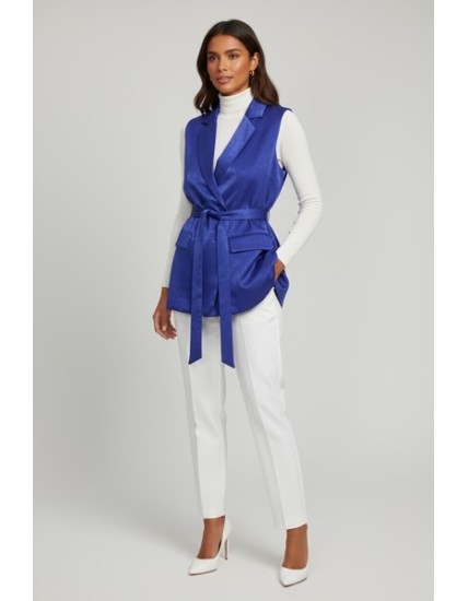 Veste sans manches satinée bleu royal