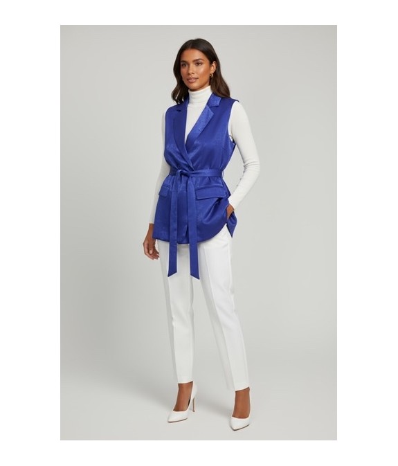 Veste sans manches satinée bleu royal