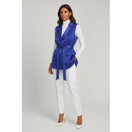 Veste sans manches satinée bleu royal