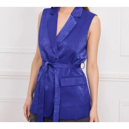 Veste sans manches satinée bleu royal
