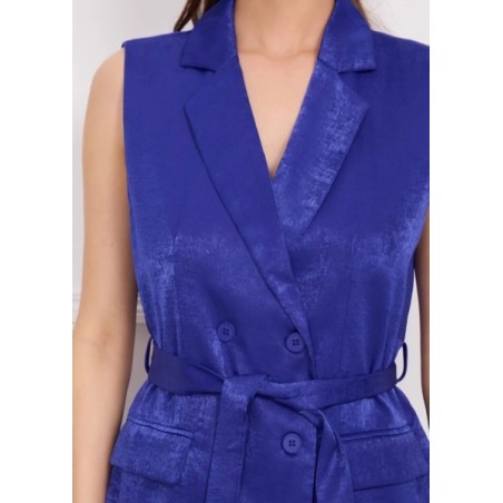 Veste sans manches satinée bleu royal
