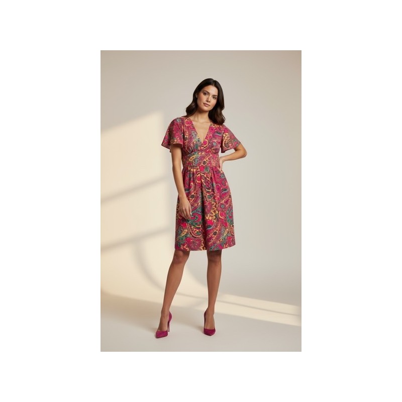 Robe courte à imprimé cachemire multicolore