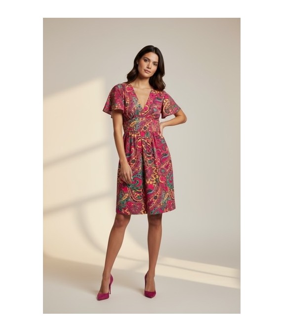 Robe courte à imprimé cachemire multicolore