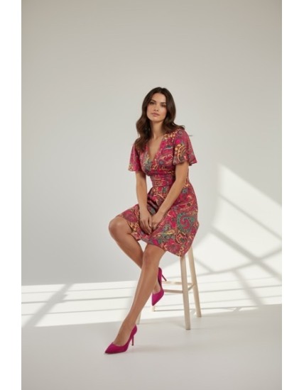 Robe courte à imprimé cachemire multicolore