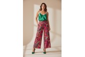 Pantalon large femme à imprimé tropical