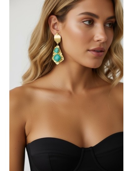 Boucle d'oreilles acier turquoise