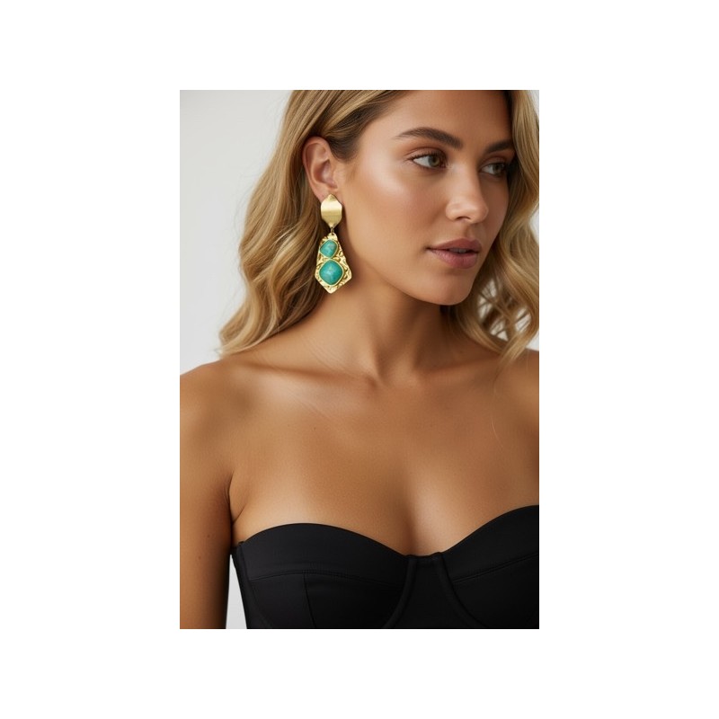 Boucle d'oreilles acier turquoise