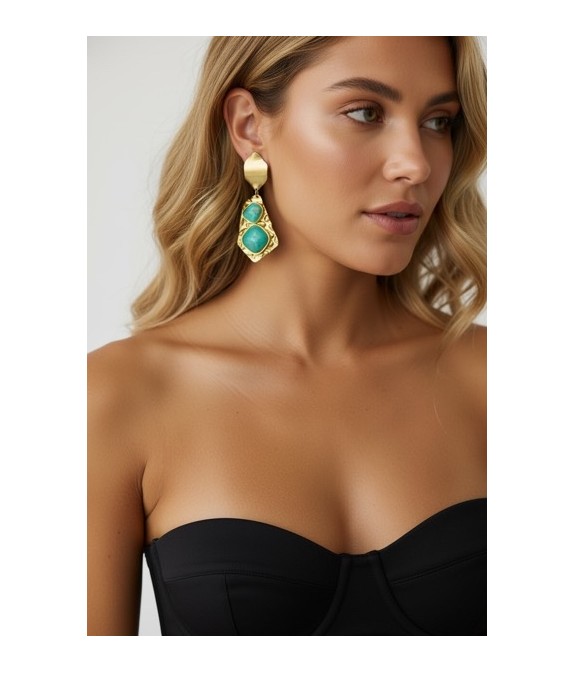 Boucle d'oreilles acier turquoise