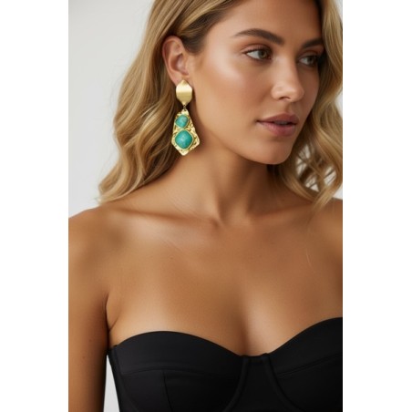 Boucle d'oreilles acier turquoise