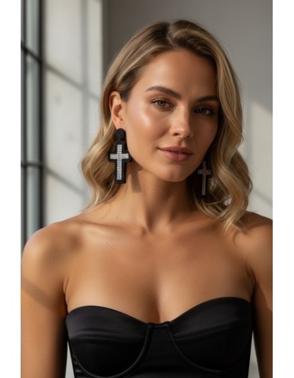 Boucles d’oreilles Croix faites main