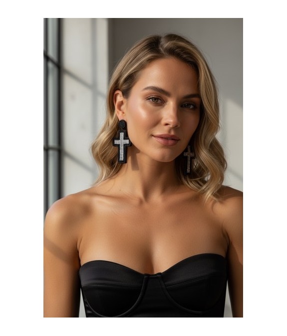 Boucles d’oreilles Croix faites main