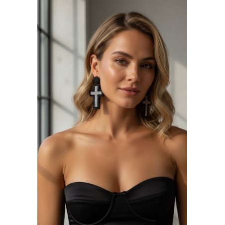 Boucles d’oreilles Croix faites main