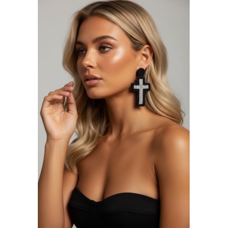 Boucles d’oreilles Croix faites main