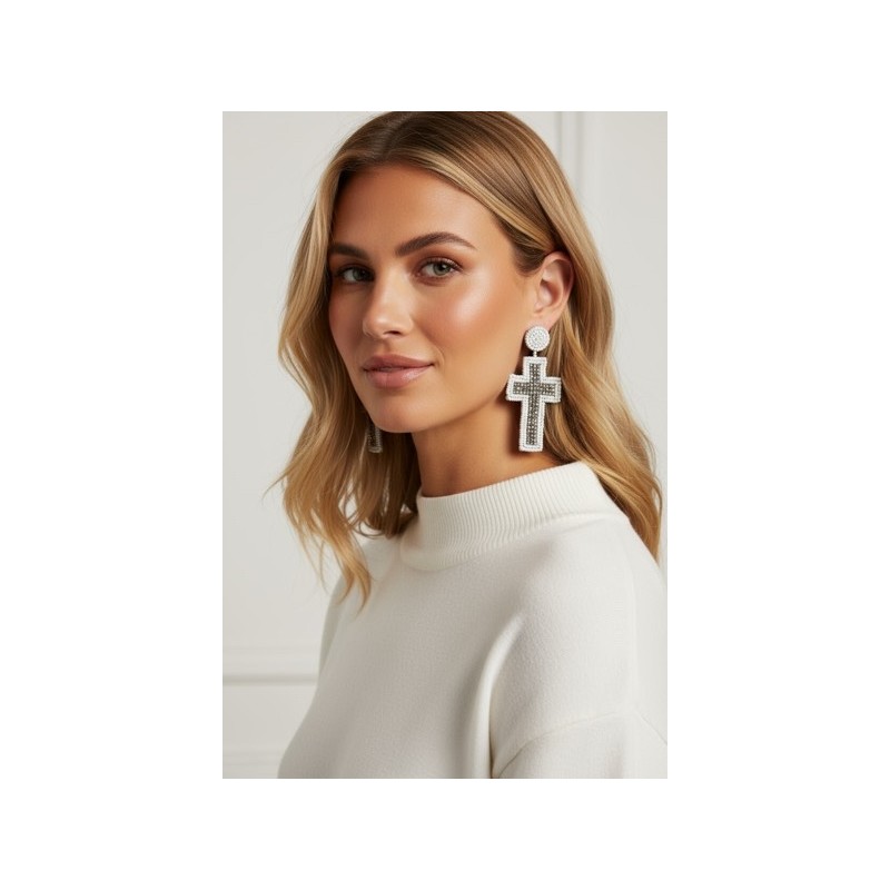 Boucles d’oreilles croix faites main