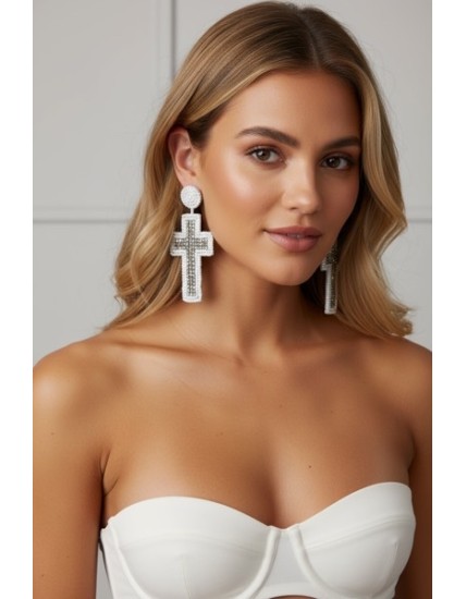 Boucles d’oreilles croix faites main