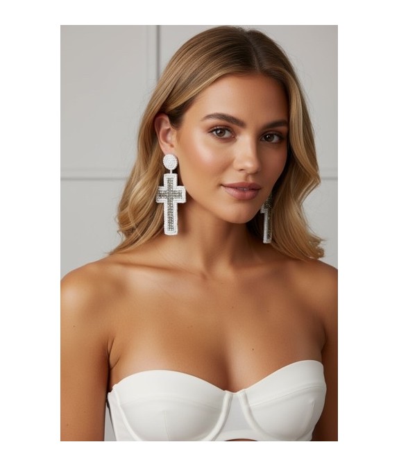 Boucles d’oreilles croix faites main