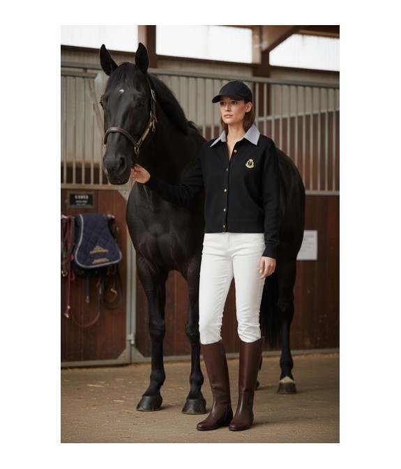 Gilet noir chic à col intégré – Cardigan femme élégant