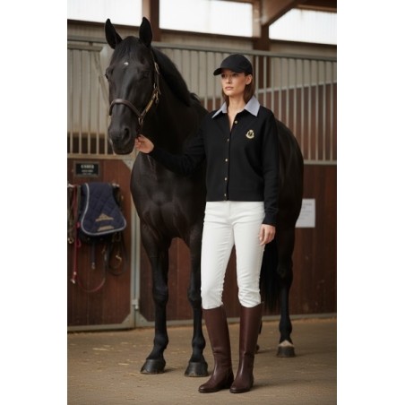 Gilet noir chic à col intégré – Cardigan femme élégant