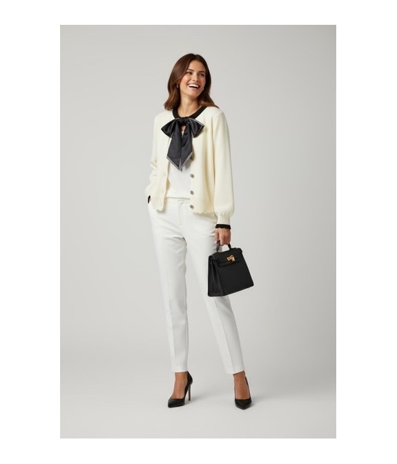 Gilet femme élégant avec nœud intégré au col – Chic & raffiné