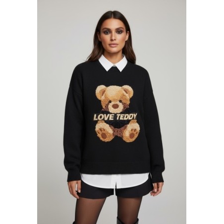 Pull Femme Motif Ours Brodé – Original-| look Cosy Chic