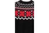 Pull d’hiver motif jacquard noir et rouge – Style nordique élégant