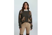 Pull femme motif chevaux – Style cosy chic en maille douce