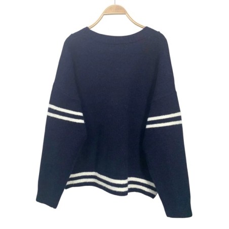 Gilet en maille bleu marine pour femme avec motif ours brodé – Cardigan tendance à boutons