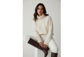 Pull femme en maille torsadée blanc ecru
