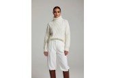 Pull femme en maille torsadée blanc ecru