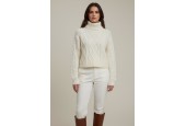 Pull femme en maille torsadée blanc ecru